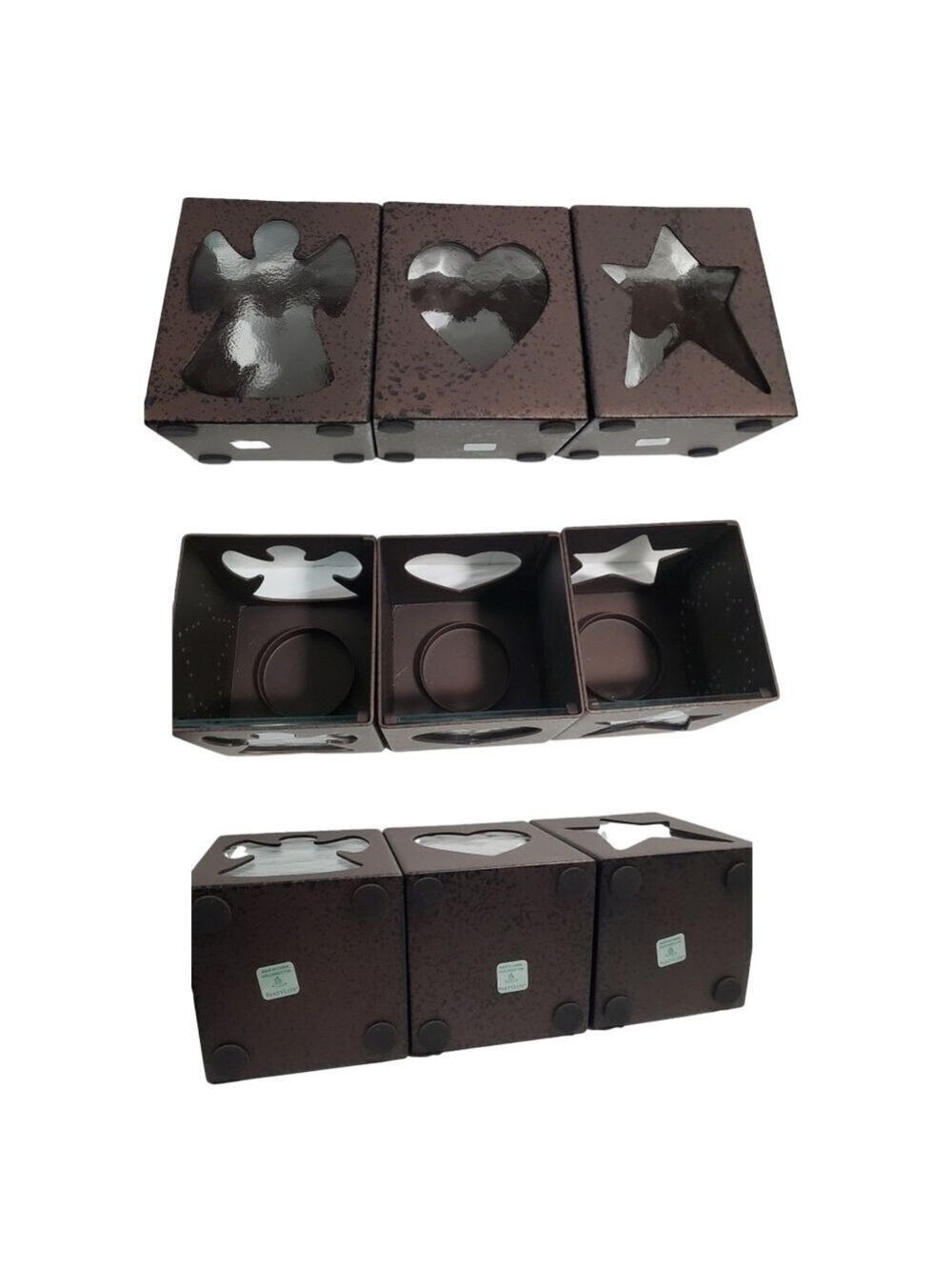 NIB Retired Partylite Celestial Lights Tealight Trio Metal glass candle holders